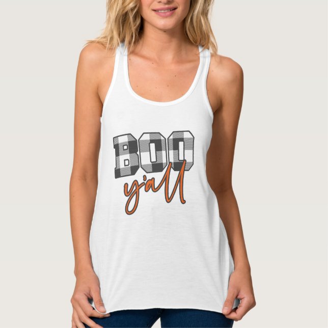 Camiseta Con Tirantes Plaid Boo Y'all Fun Halloween (Anverso)