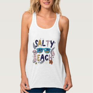 Camiseta Con Tirantes Playa Salada Gráfico Retro de Vacaciones de Verano