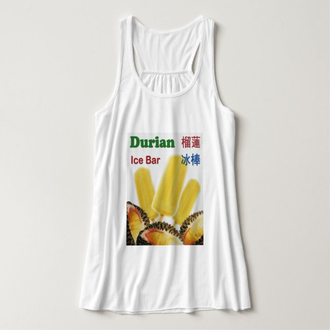 Camiseta Con Tirantes Popsicle de frutas tropicales Durian Ice Bar (Diseño del anverso)