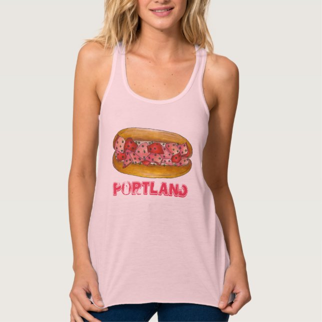 Camiseta Con Tirantes Portland ME Maine Lobster Roll Sandwich Marisco (Anverso)
