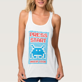 Camiseta Con Tirantes Presione Inicio, Insertar moneda, arcade, geek, ga