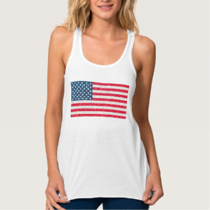 Camiseta Con Tirantes Purpurina azul blanco rojo bandera estadounidense