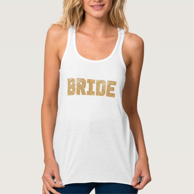 Camiseta Con Tirantes Purpurina Bride Gold Bachelorette Tank (Anverso)