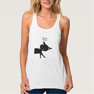 Camiseta Con Tirantes ¡Qué Muñecas! Gracioso gato negro con ojos verdes