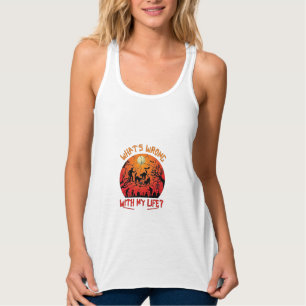 Camiseta Con Tirantes Qué pasa vida Halloween Gatos negros Zombies Tumba