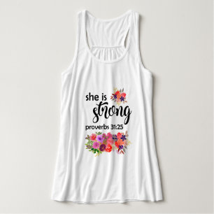 Camiseta Con Tirantes Ramo Floral Colorido   Ella Es Fuerte