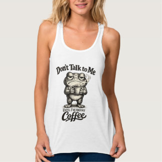 Camiseta Con Tirantes Rana gruñona divertida bebiendo café