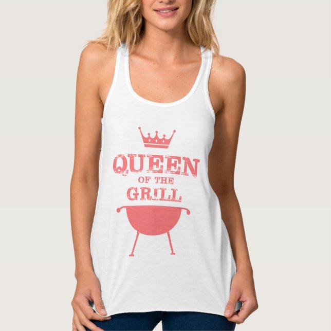 Camiseta Con Tirantes Reina Del Grill, Rosa (Anverso)