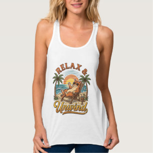 Camiseta Con Tirantes Relajarse y Desestresarse Gato de Playa Diseño de 
