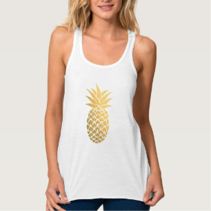 Camiseta Con Tirantes Relieve metalizado dorado Piña Hawaiana