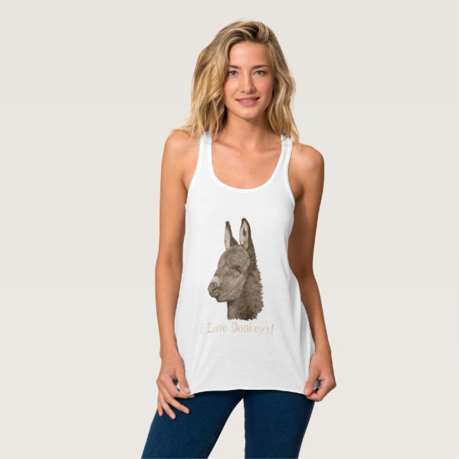 Camiseta Con Tirantes retrato de burro lindo burro mono (Anverso completo)