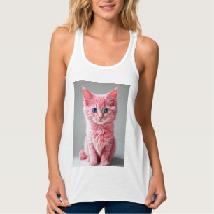 Camiseta Con Tirantes Retrato de foto de gato rosado