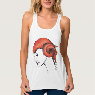Camiseta Con Tirantes Retrato de mujer pelirroja naranja mandarina Pop A