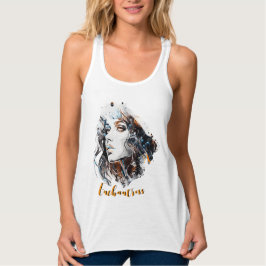 Camiseta Con Tirantes Retrato en acuarela de encantadora + Typo