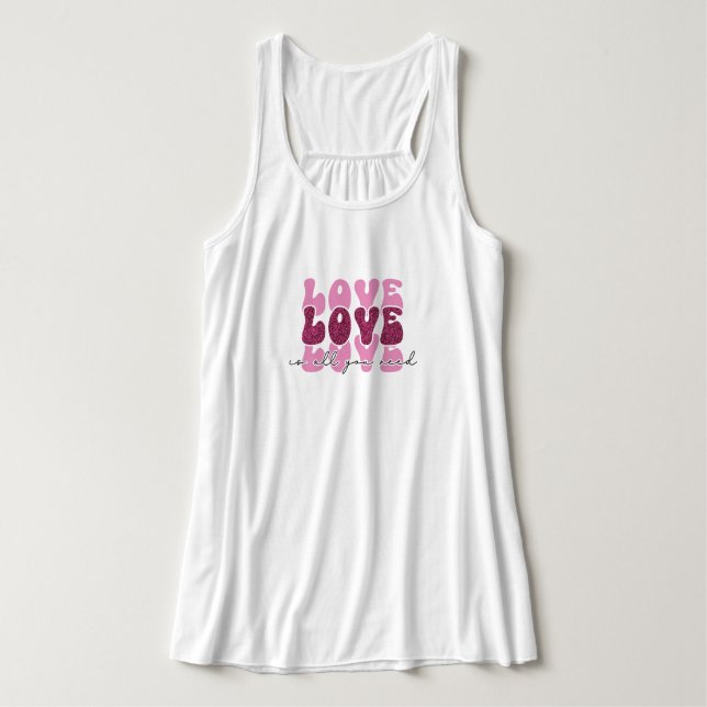 Camiseta Con Tirantes Retro 70s Groovy "Love" Typography (Diseño del anverso)