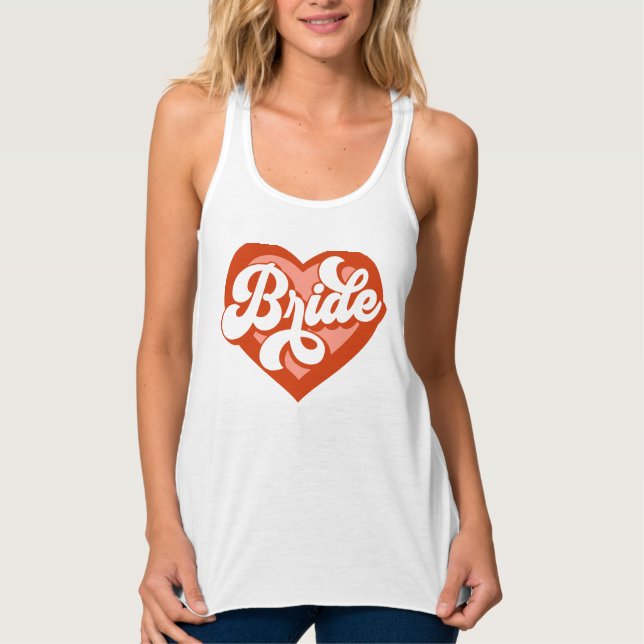 Camiseta Con Tirantes Retro Heart Babe Novia Nombre Personalizado Desped (Anverso)
