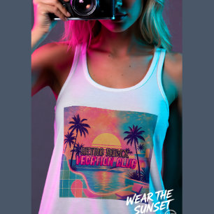 Camiseta Con Tirantes Retro Remix Neon Pastel   Atardecer Tropical Vinta
