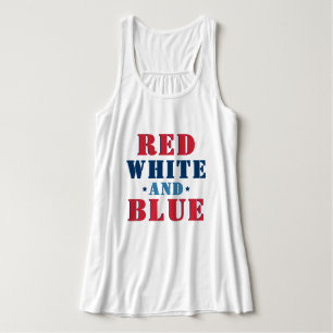 Camiseta Con Tirantes Rojo Blanco y Azul 4 de Julio para Mujeres