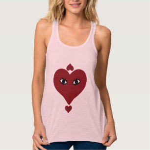 Camiseta Con Tirantes Rojo Cara de Corazón de Amor
