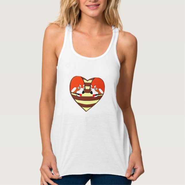 Camiseta Con Tirantes Rojo Panda, corazón de amor (Anverso)