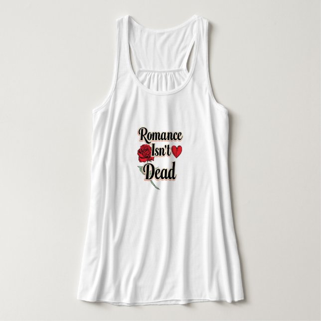 Camiseta Con Tirantes "Romance Isn't Dead" with Red Rose and Heart (Diseño del anverso)