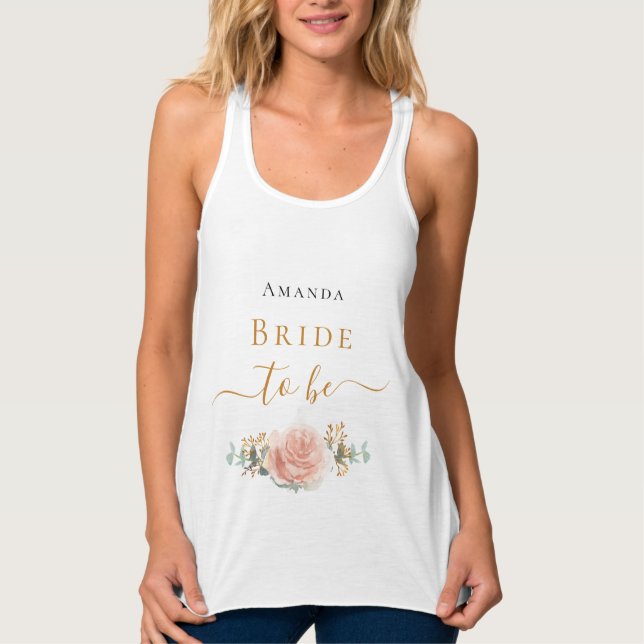 Camiseta Con Tirantes Rosa oro de novia floral eucalipto vegetación (Anverso)