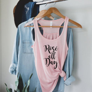 Camiseta Con Tirantes Rose Todo el Día Escritura Negra Rosa Mujeres