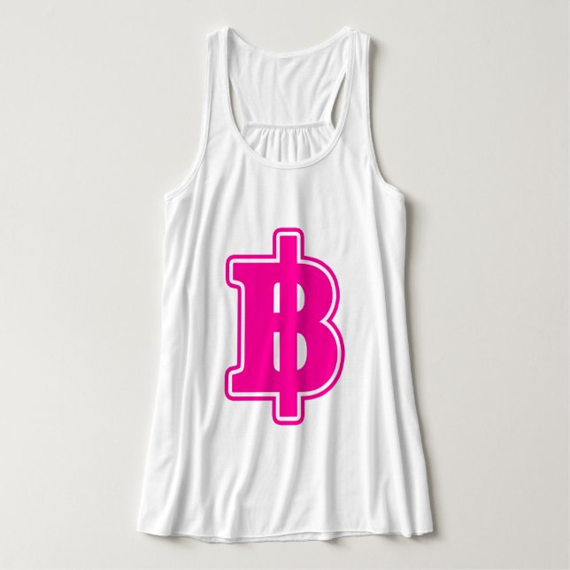 Camiseta Con Tirantes Rótulo PINK BAHT ฿ dinero tailandés ฿ (Diseño del anverso)