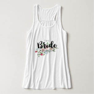 Camiseta Con Tirantes Rubefacción Rosa acuarela Boda floral Novia