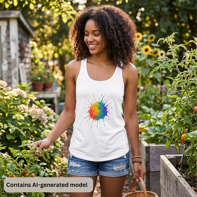 Camiseta Con Tirantes Salpicadura de pintura de arcoíris (Subido por el creador)