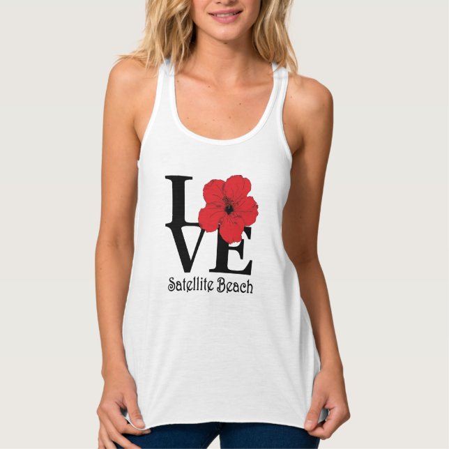 Camiseta Con Tirantes Satellite Beach LOVE Red Hibiscus (Anverso)