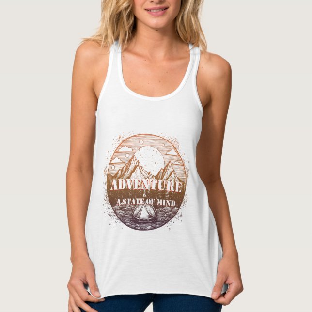 Camiseta Con Tirantes Senderismo de aventura, aventura es un estado ment (Anverso)