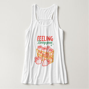 Camiseta Con Tirantes Sentirse muy bien fresas dibujadas a mano 