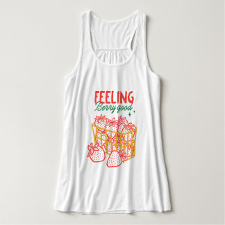 Camiseta Con Tirantes Sentirse muy bien fresas dibujadas a mano 