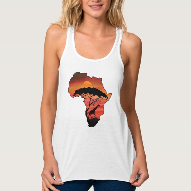 Camiseta Con Tirantes Serengeti africano con jirafa (Anverso)