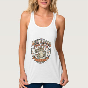 Camiseta Con Tirantes Servicio de criada para limpieza de casa Gato Serv