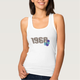 Camiseta Con Tirantes Signo de paz de 1968 Flor hippie poder Aqua Purple