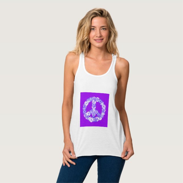 Camiseta Con Tirantes Signo de paz morado floral (Anverso completo)