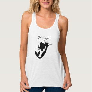 Camiseta Con Tirantes Silhouette de sirena negra Thunder_Cove