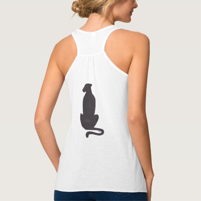 Camiseta Con Tirantes Silhouette para gato negro mujeres tanque de carre (Reverso)