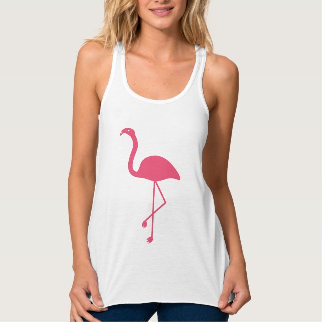 Camiseta Con Tirantes Silueta de flamenco rosa (Anverso)