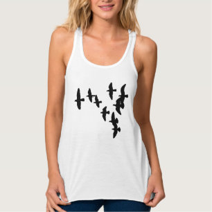 Camiseta Con Tirantes Siluetas de bandada de pájaros