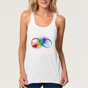 Camiseta Con Tirantes Símbolo infinito con plumas arcoiris