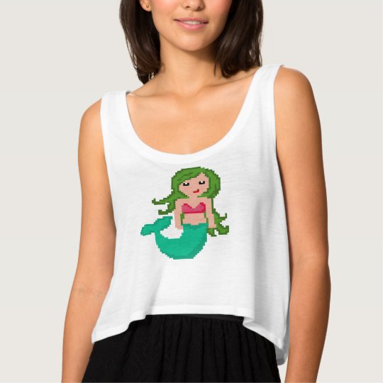Camiseta Con Tirantes sirena del friki del pixel 8Bit con el pelo verde