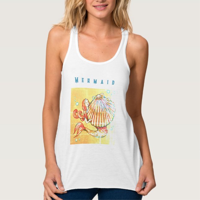 Camiseta Con Tirantes Sirenita con un dibujo de la concha marina (Anverso)
