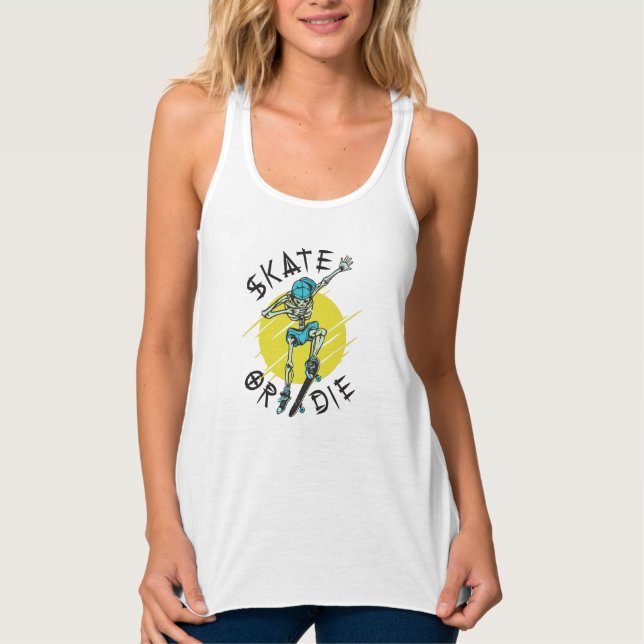Camiseta Con Tirantes Skeleton Skateboarder (Anverso)