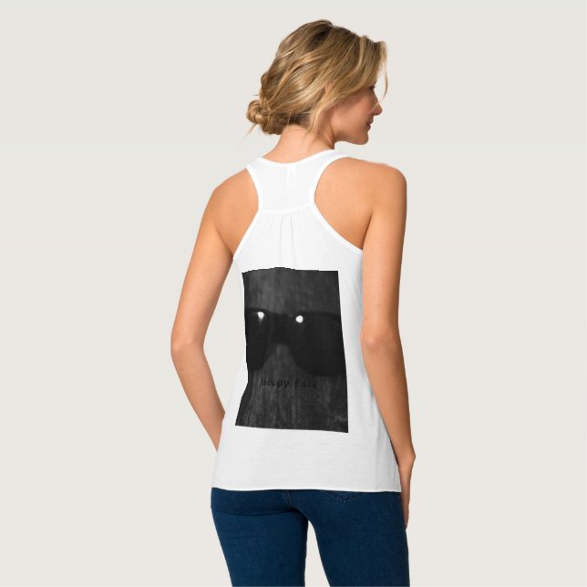 Camiseta Con Tirantes Sleepy Face - Bella de las mujeres - Racerback flo (Reverso completo)