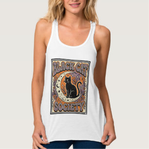 Camiseta Con Tirantes Sociedad del Gato Negro Gato Negro Arte Vectorial 