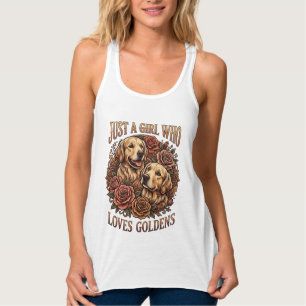 Camiseta Con Tirantes Solo chica que ama a Golden Perro Rosas_1