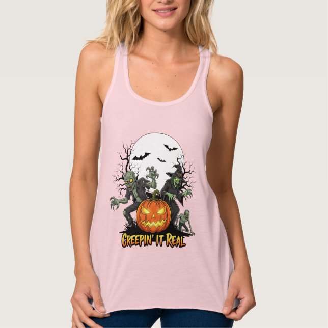 Camiseta Con Tirantes Spooktacular Fun Halloween Night Tee (Anverso)